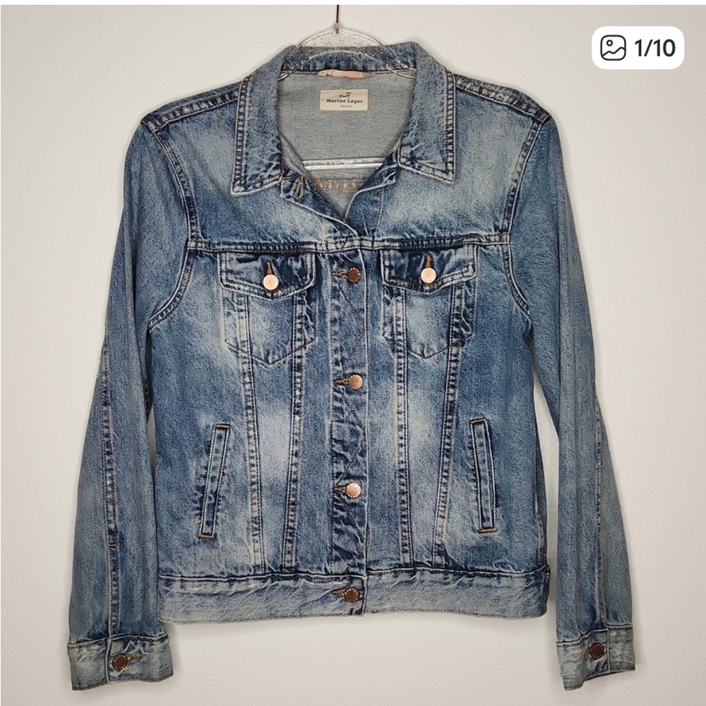 Marine Layer Light Blue Vintage Wash Denim Jacket